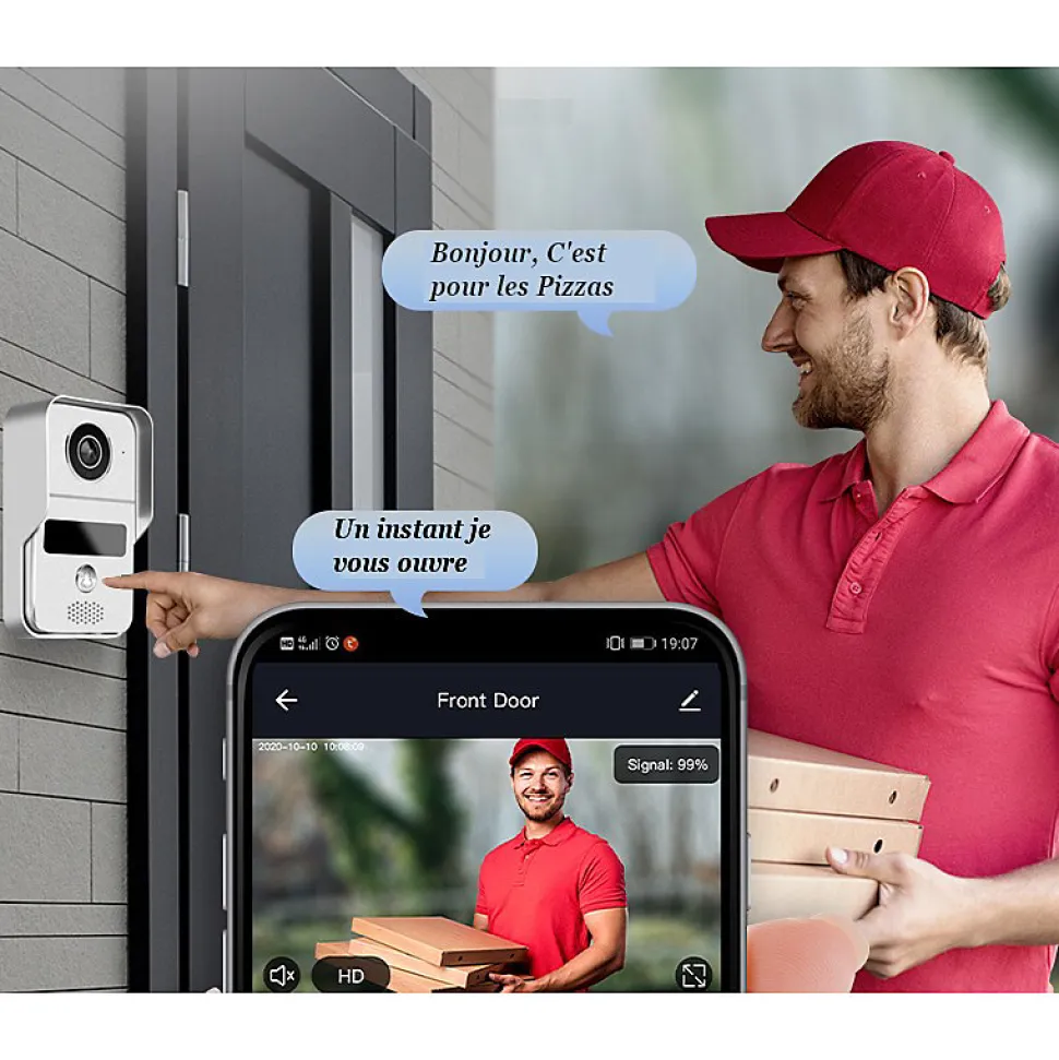 Visiophone connecté wifi double platine de rue pour maison à 2 entrées