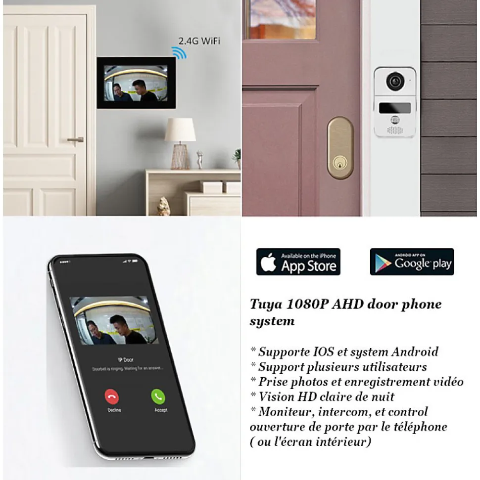 Visiophone connecté wifi pour maison à étages avec 3 écrans
