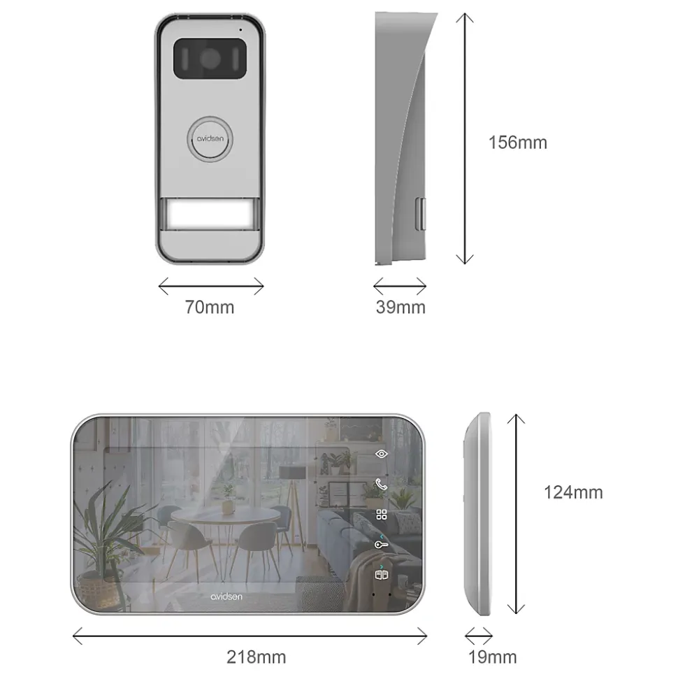 Visiophone couleur filaire effet miroir Avidsen Maya