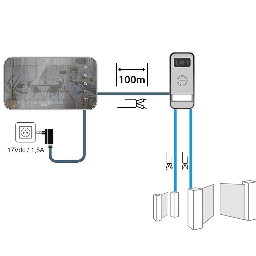 Visiophone couleur filaire effet miroir Avidsen Maya