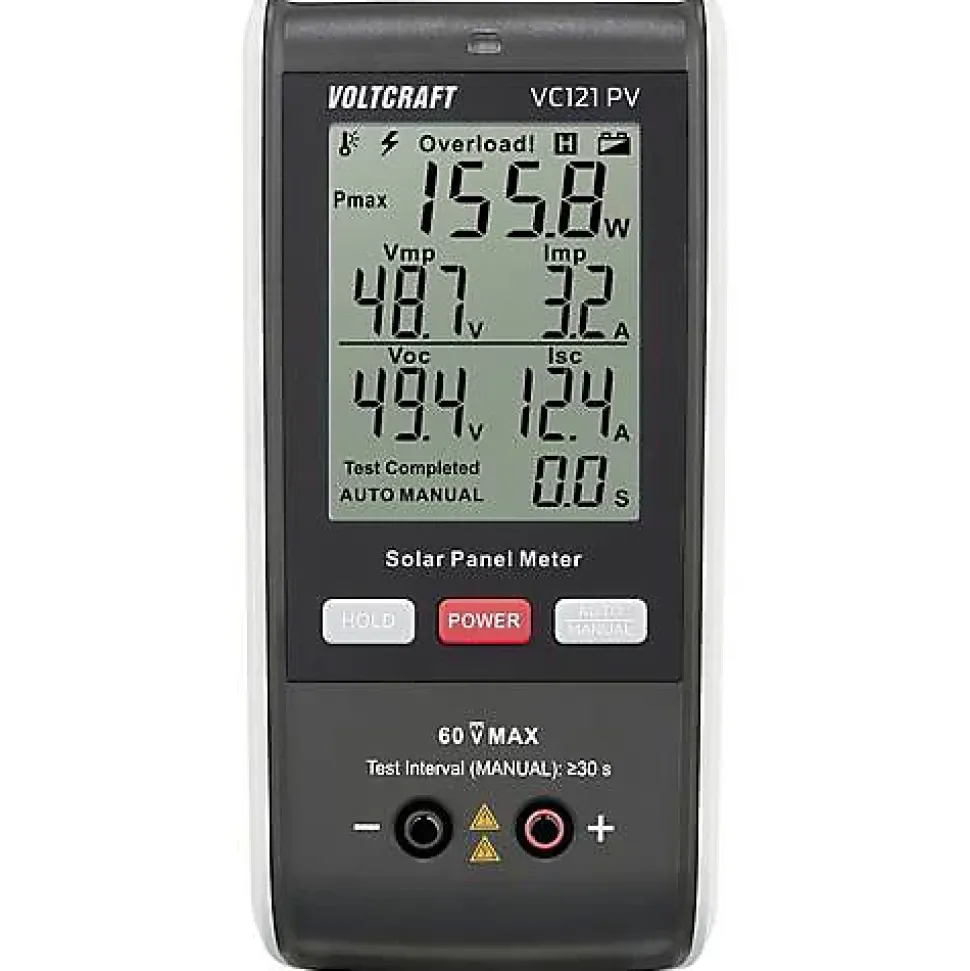 VOLTCRAFT VC121 PV - Testeur de panneau solaire jusqu'à 800 W, affichage LCD, mesure tension courant puissance