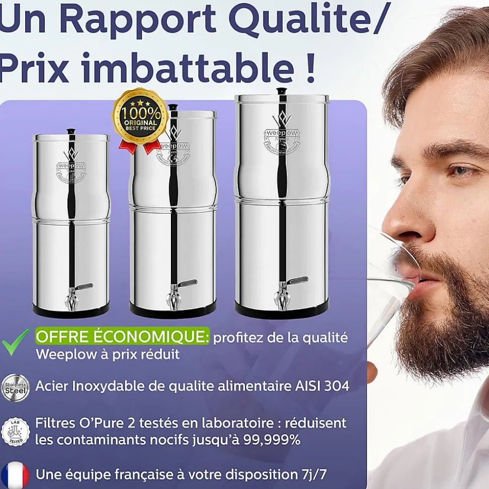 Weeplow(r) Earth 8.5L Édition Essentielle - système de filtration par gravité pour eau potable