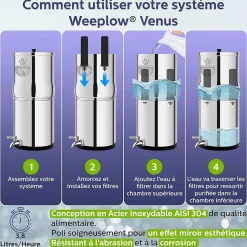 Weeplow(r) Venus 5.6L Édition Essentielle - système de filtration par gravité pour eau potable
