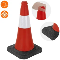 2x Cône de signalisation routière rouge/blanc en PVC 51cm bandes réfléchissantes