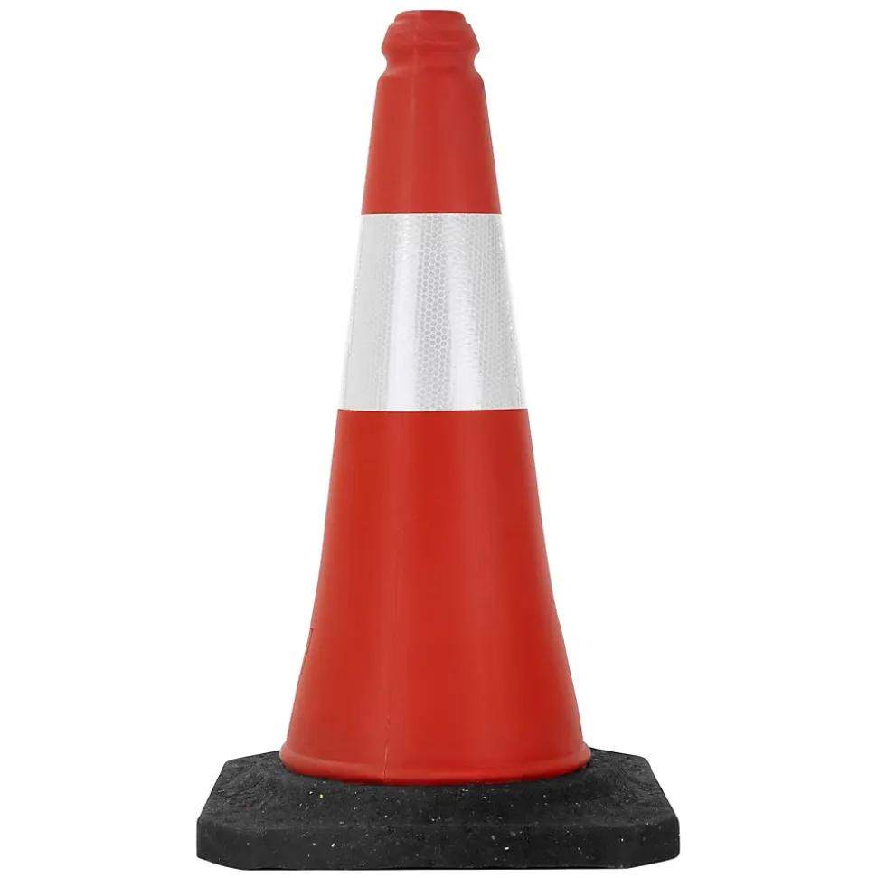 4x Cône de signalisation routière rouge/blanc en PVC 51cm bandes réfléchissantes