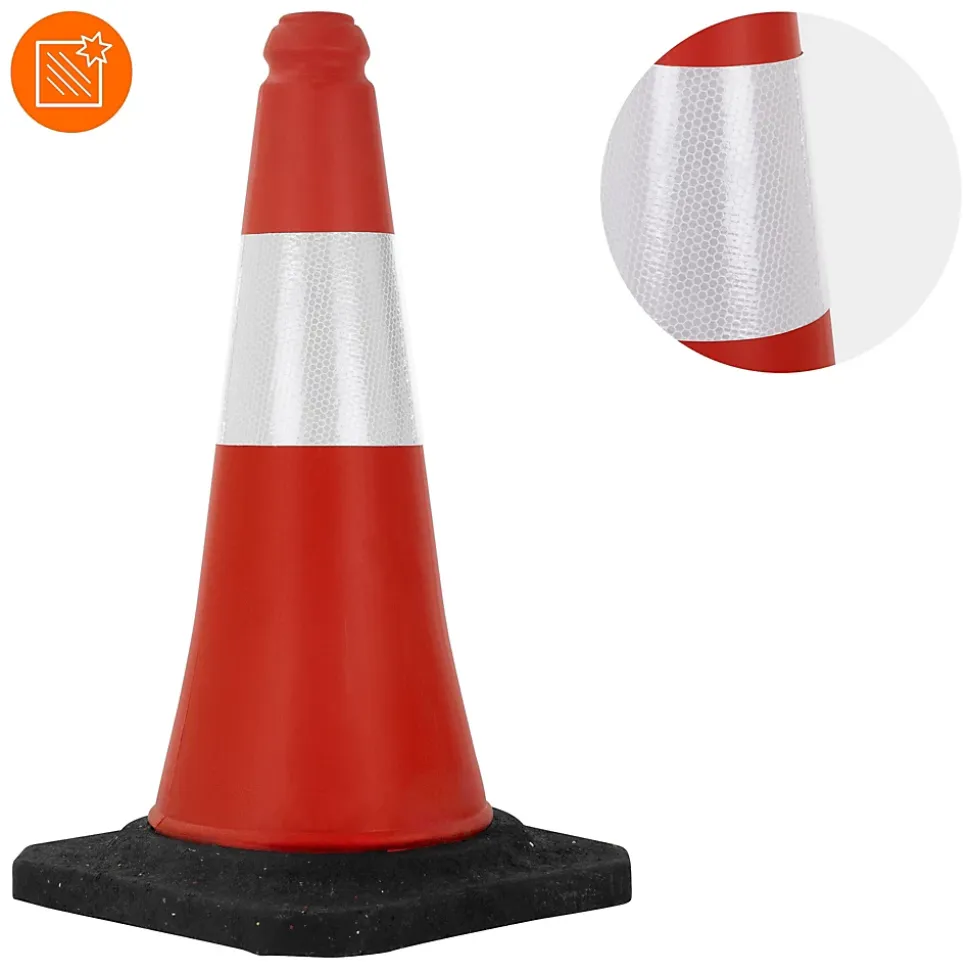 4x Cône de signalisation routière rouge/blanc en PVC 51cm bandes réfléchissantes
