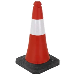 1x Cône de signalisation routière rouge/blanc en PVC 51cm bandes réfléchissantes
