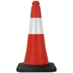 12x Cône signalisation routière rouge/blanc en PVC 51 cm bandes réfléchissantes