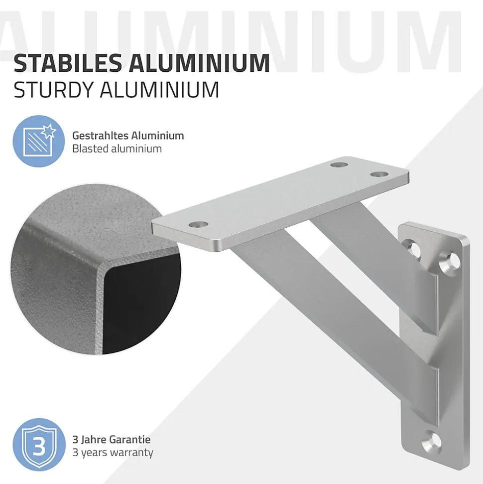 4x Equerres Etagere mural support d'angle en aluminium argent