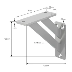 4x Equerres Etagere mural support d'angle en aluminium argent