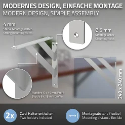 2x Equerres Etagere mural support d'angle en aluminium argent