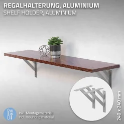 2x Equerres Etagere mural support d'angle en aluminium argent