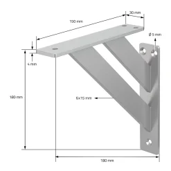 2x Equerres Etagere mural support d'angle en aluminium argent