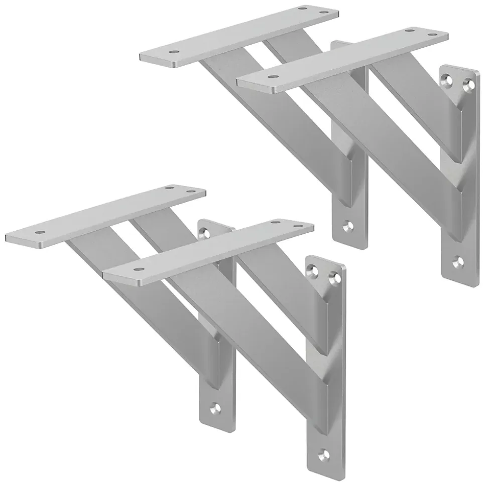 4x Equerres Etagere mural support d'angle en aluminium argent