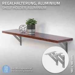 4x Equerres Etagere mural support d'angle en aluminium argent