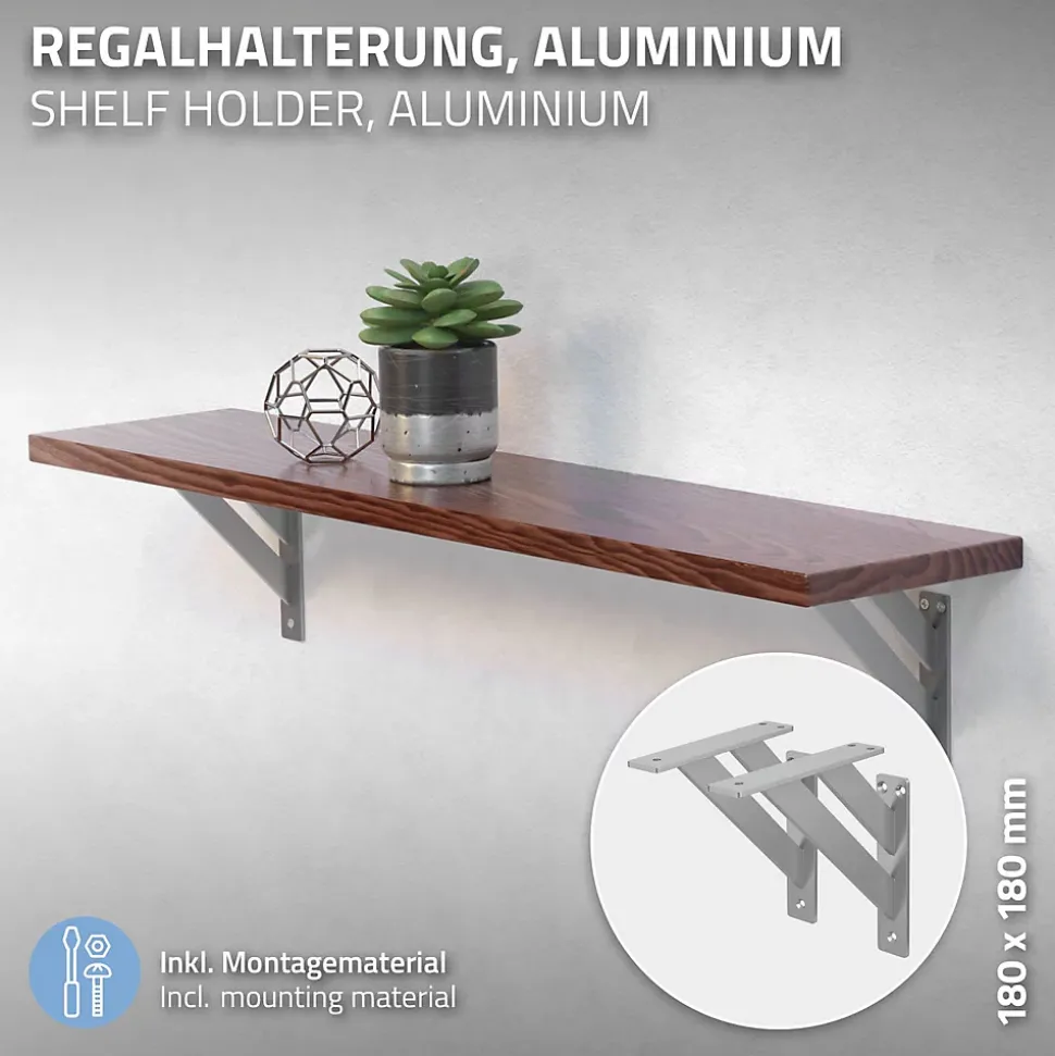 4x Equerres Etagere mural support d'angle en aluminium argent