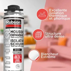 24x Mousse expansive 750ml RUBSON WhiteTeq isolation thermique et phonique Rubson