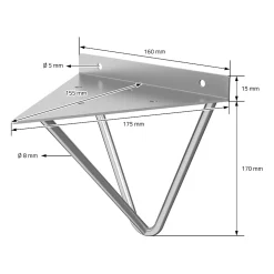 4x Support Etagere d'angle triangle en métal gris avec vis 160 mm