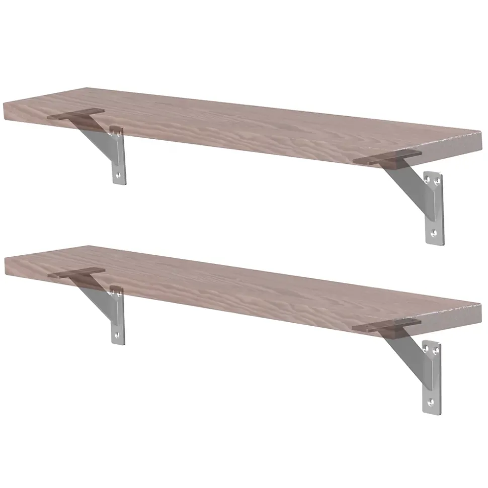 4x Support Etagere murale fixation flottante aluminium argent