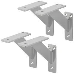 4x Support Etagere murale fixation flottante aluminium argent