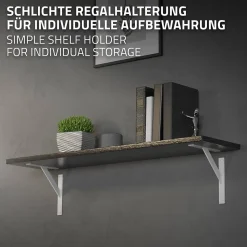 4x Support Etagere murale fixation flottante aluminium blanc
