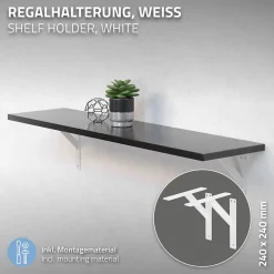 4x Support Etagere murale fixation flottante aluminium blanc