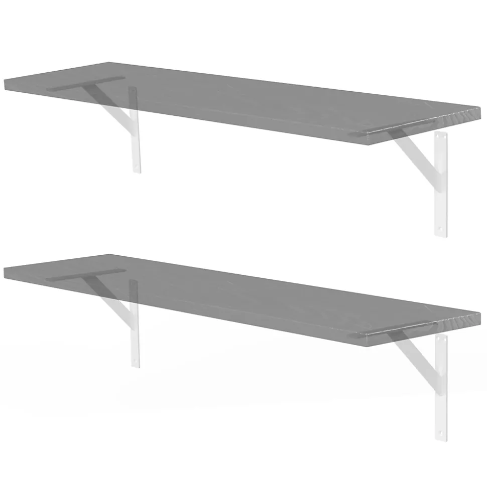 4x Support Etagere murale fixation flottante aluminium blanc