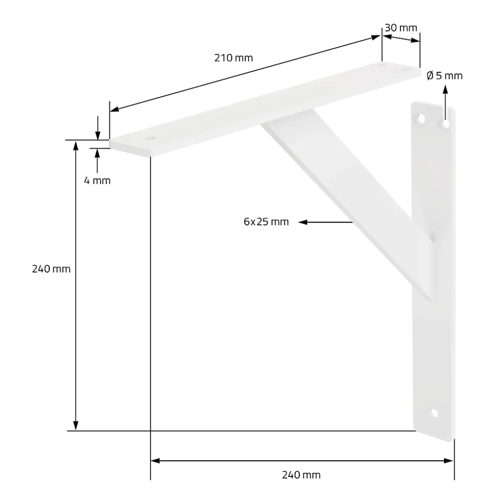 4x Support Etagere murale fixation flottante aluminium blanc