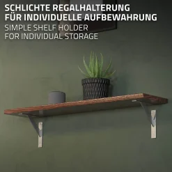 4x Support Etagere murale fixation flottante aluminium argent