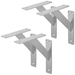 4x Support Etagere murale fixation flottante aluminium argent