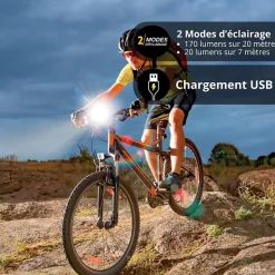 Xanlite - Lampe frontale LED 2 en 1 pour vélo rechargeable USB, 170 Lumens - FR200VEL