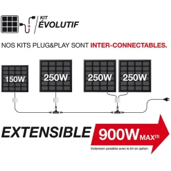 Xanlite - Panneau solaire Kit Home 250W, IP67, Onduleur WIFI, Câble 3m - ENKHOME250W